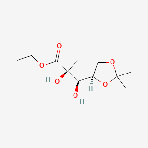 molecular formula C11H20O6 B580518 (2S,3R)-乙基 3-((R)-2,2-二甲基-1,3-二氧戊环-4-基)-2,3-二羟基-2-甲基丙酸酯 CAS No. 93635-76-8