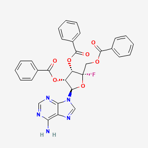 molecular formula C31H24FN5O7 B580519 [(2S,3S,4R,5R)-5-(6-aminopurin-9-yl)-3,4-dibenzoyloxy-2-fluorooxolan-2-yl]methyl benzoate CAS No. 1000203-40-6