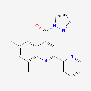 molecular formula C20H16N4O B5805279 6,8-dimethyl-4-(1H-pyrazol-1-ylcarbonyl)-2-(2-pyridinyl)quinoline 