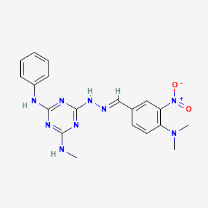 molecular formula C19H21N9O2 B5805395 4-(dimethylamino)-3-nitrobenzaldehyde [4-anilino-6-(methylamino)-1,3,5-triazin-2-yl]hydrazone 