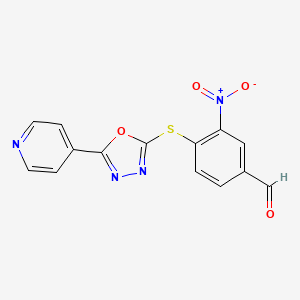 molecular formula C14H8N4O4S B5805407 3-nitro-4-{[5-(4-pyridinyl)-1,3,4-oxadiazol-2-yl]thio}benzaldehyde 
