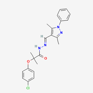 molecular formula C22H23ClN4O2 B5805444 2-(4-chlorophenoxy)-N'-[(3,5-dimethyl-1-phenyl-1H-pyrazol-4-yl)methylene]-2-methylpropanohydrazide 
