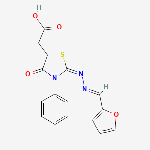 {2-[(2-furylmethylene)hydrazono]-4-oxo-3-phenyl-1,3-thiazolidin-5-yl}acetic acid