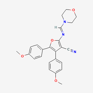 4,5-bis(4-methoxyphenyl)-2-[(4-morpholinylmethylene)amino]-3-furonitrile