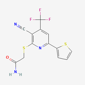 molecular formula C13H8F3N3OS2 B5805600 2-{[3-cyano-6-(2-thienyl)-4-(trifluoromethyl)-2-pyridinyl]thio}acetamide CAS No. 299198-19-9