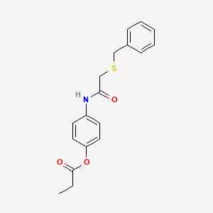 molecular formula C18H19NO3S B5805609 4-{[2-(benzylthio)acetyl]amino}phenyl propionate 