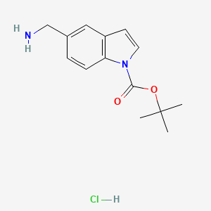 molecular formula C14H19ClN2O2 B580561 叔丁基 5-(氨甲基)-1H-吲哚-1-羧酸盐盐酸盐 CAS No. 1390654-71-3