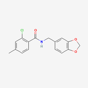 molecular formula C16H14ClNO3 B5805833 N-(1,3-benzodioxol-5-ylmethyl)-2-chloro-4-methylbenzamide 