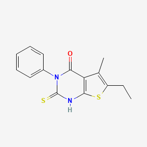 molecular formula C15H14N2OS2 B5805898 6-ethyl-5-methyl-3-phenyl-2-thioxo-2,3-dihydrothieno[2,3-d]pyrimidin-4(1H)-one 