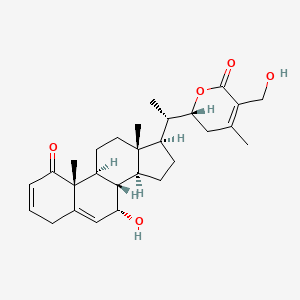 molecular formula C28H38O5 B580595 (2R)-2-[(1S)-1-[(7S,8S,9S,10R,13R,14S,17R)-7-hydroxy-10,13-dimethyl-1-oxo-4,7,8,9,11,12,14,15,16,17-decahydrocyclopenta[a]phenanthren-17-yl]ethyl]-5-(hydroxymethyl)-4-methyl-2,3-dihydropyran-6-one CAS No. 904665-71-0