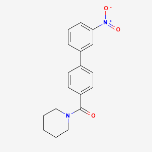 molecular formula C18H18N2O3 B580596 3-硝基-4'-(哌啶羰基)联苯 CAS No. 1355248-23-5