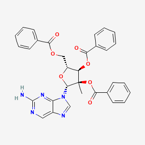 molecular formula C32H27N5O7 B580609 2-Amino-9-[(2,3,5-tri-o-benzoyl-2-c-methyl-beta-d-ribofuranosyl)]-9h-purine CAS No. 1345969-99-4