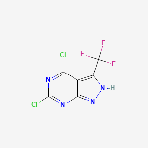 molecular formula C6HCl2F3N4 B580625 4,6-ジクロロ-3-(トリフルオロメチル)-1H-ピラゾロ[3,4-d]ピリミジン CAS No. 1211582-86-3