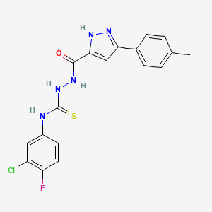 N-(3-chloro-4-fluorophenyl)-2-{[5-(4-methylphenyl)-1H-pyrazol-3-yl]carbonyl}hydrazinecarbothioamide