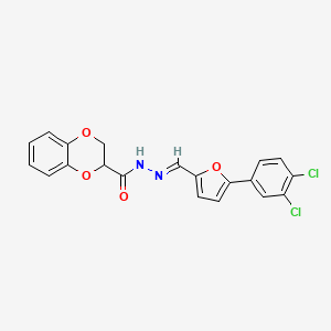 molecular formula C20H14Cl2N2O4 B5806275 N'-{[5-(3,4-dichlorophenyl)-2-furyl]methylene}-2,3-dihydro-1,4-benzodioxine-2-carbohydrazide 
