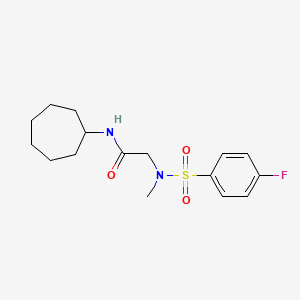 molecular formula C16H23FN2O3S B5806286 N~1~-cycloheptyl-N~2~-[(4-fluorophenyl)sulfonyl]-N~2~-methylglycinamide 