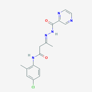 molecular formula C16H16ClN5O2 B5806382 N-(4-chloro-2-methylphenyl)-3-[(2-pyrazinylcarbonyl)hydrazono]butanamide 