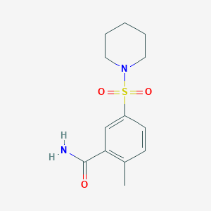 molecular formula C13H18N2O3S B5806467 2-methyl-5-(1-piperidinylsulfonyl)benzamide 