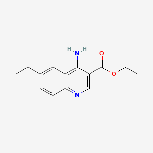 molecular formula C14H16N2O2 B580658 Ethyl 4-amino-6-ethylquinoline-3-carboxylate CAS No. 1242260-76-9