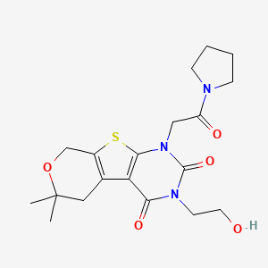 3-(2-hydroxyethyl)-6,6-dimethyl-1-[2-oxo-2-(1-pyrrolidinyl)ethyl]-1,5,6,8-tetrahydro-2H-pyrano[4',3':4,5]thieno[2,3-d]pyrimidine-2,4(3H)-dione