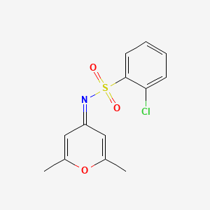molecular formula C13H12ClNO3S B5806841 2-chloro-N-(2,6-dimethyl-4H-pyran-4-ylidene)benzenesulfonamide 