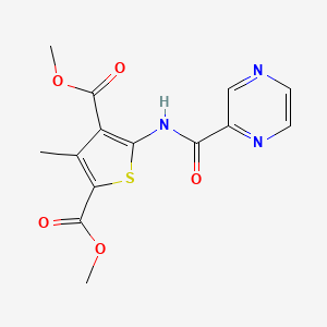 molecular formula C14H13N3O5S B5806986 dimethyl 3-methyl-5-[(2-pyrazinylcarbonyl)amino]-2,4-thiophenedicarboxylate 