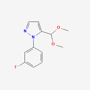 molecular formula C12H13FN2O2 B580709 5-(dimethoxymethyl)-1-(3-fluorophenyl)-1H-pyrazole CAS No. 1269294-16-7
