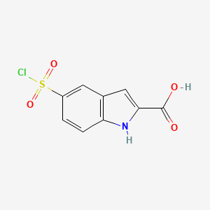 molecular formula C9H6ClNO4S B580725 5-(氯磺酰基)-1H-吲哚-2-羧酸 CAS No. 1369238-14-1
