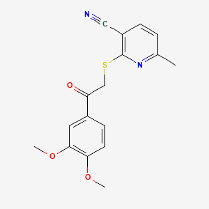 2-{[2-(3,4-dimethoxyphenyl)-2-oxoethyl]thio}-6-methylnicotinonitrile