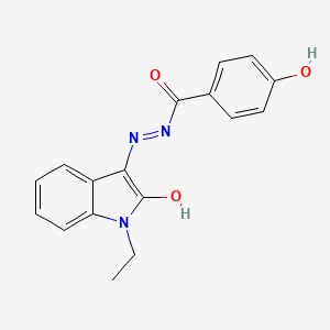 molecular formula C17H15N3O3 B5807536 N'-(1-ethyl-2-oxo-1,2-dihydro-3H-indol-3-ylidene)-4-hydroxybenzohydrazide 