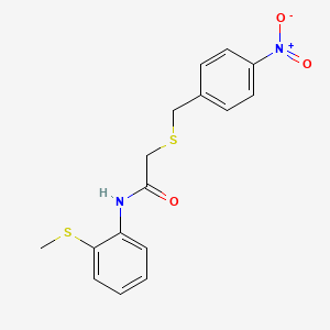 molecular formula C16H16N2O3S2 B5807623 N-[2-(methylthio)phenyl]-2-[(4-nitrobenzyl)thio]acetamide CAS No. 708242-46-0