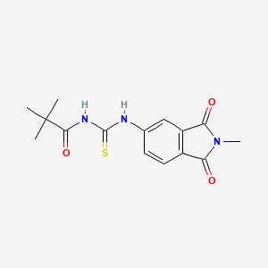 molecular formula C15H17N3O3S B5807661 2,2-dimethyl-N-{[(2-methyl-1,3-dioxo-2,3-dihydro-1H-isoindol-5-yl)amino]carbonothioyl}propanamide 