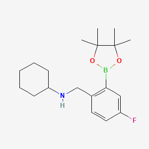 molecular formula C19H29BFNO2 B580771 N-(4-Fluoro-2-(4,4,5,5-tetramethyl-1,3,2-dioxaborolan-2-yl)benzyl)cyclohexanamine CAS No. 1256360-60-7