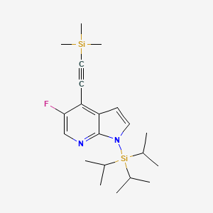 molecular formula C21H33FN2Si2 B580772 5-Fluoro-1-(triisopropylsilyl)-4-((trimethylsilyl) ethynyl)-1H-pyrrolo[2,3-b]pyridine CAS No. 1228666-08-7