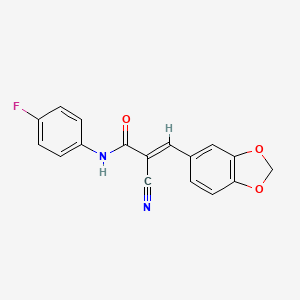 3-(1,3-benzodioxol-5-yl)-2-cyano-N-(4-fluorophenyl)acrylamide