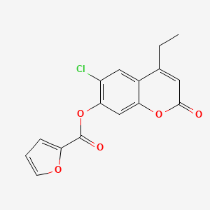 molecular formula C16H11ClO5 B5807778 6-chloro-4-ethyl-2-oxo-2H-chromen-7-yl 2-furoate 