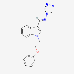 molecular formula C20H19N5O B5807895 N-{[2-methyl-1-(2-phenoxyethyl)-1H-indol-3-yl]methylene}-4H-1,2,4-triazol-4-amine 