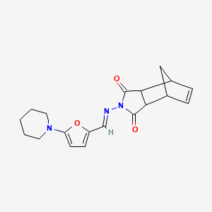 molecular formula C19H21N3O3 B5807997 4-({[5-(1-piperidinyl)-2-furyl]methylene}amino)-4-azatricyclo[5.2.1.0~2,6~]dec-8-ene-3,5-dione 