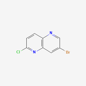 molecular formula C8H4BrClN2 B580801 7-溴-2-氯-1,5-萘啶 CAS No. 1309774-03-5