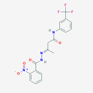 3-[(2-nitrobenzoyl)hydrazono]-N-[3-(trifluoromethyl)phenyl]butanamide