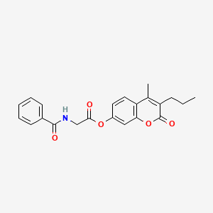 molecular formula C22H21NO5 B5808151 4-methyl-2-oxo-3-propyl-2H-chromen-7-yl N-benzoylglycinate 