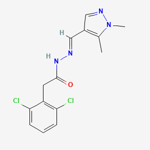 molecular formula C14H14Cl2N4O B5808200 2-(2,6-dichlorophenyl)-N'-[(1,5-dimethyl-1H-pyrazol-4-yl)methylene]acetohydrazide 