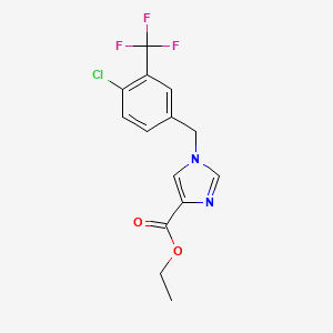 molecular formula C14H12ClF3N2O2 B580827 Ethyl 1-(4-chloro-3-(trifluoromethyl)benzyl)-1H-imidazole-4-carboxylate CAS No. 1260655-20-6