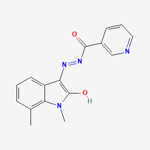 molecular formula C16H14N4O2 B5808298 N'-(1,7-dimethyl-2-oxo-1,2-dihydro-3H-indol-3-ylidene)nicotinohydrazide 