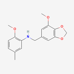 2-methoxy-N-[(7-methoxy-1,3-benzodioxol-5-yl)methyl]-5-methylaniline