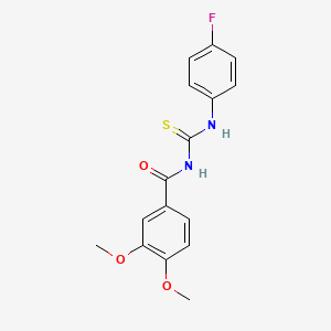 molecular formula C16H15FN2O3S B5808327 N-{[(4-fluorophenyl)amino]carbonothioyl}-3,4-dimethoxybenzamide 
