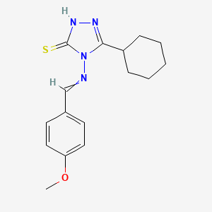 molecular formula C16H20N4OS B5808395 5-cyclohexyl-4-[(4-methoxybenzylidene)amino]-4H-1,2,4-triazole-3-thiol 