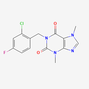 molecular formula C14H12ClFN4O2 B5808412 1-(2-chloro-4-fluorobenzyl)-3,7-dimethyl-3,7-dihydro-1H-purine-2,6-dione 