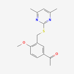 molecular formula C16H18N2O2S B5808417 1-(3-{[(4,6-dimethyl-2-pyrimidinyl)thio]methyl}-4-methoxyphenyl)ethanone 