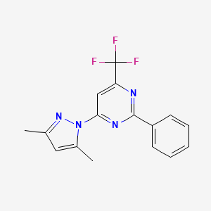 molecular formula C16H13F3N4 B5808597 4-(3,5-dimethyl-1H-pyrazol-1-yl)-2-phenyl-6-(trifluoromethyl)pyrimidine 